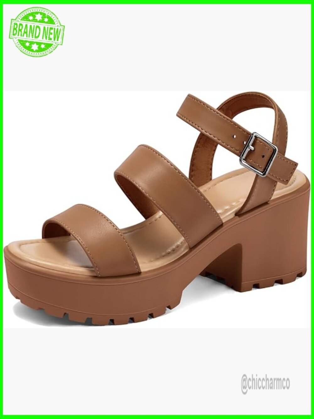 Platform Sandals Ankle Strap Open Toe Lug Sole 3 Inch Chunky Block Heel
